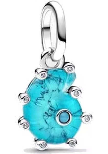 Gümüş Mavi Murano Deniz Salyangozu Charmı fiyatları