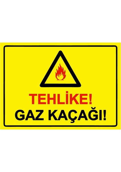 Tehlike! Gaz Kaçağı! Isg Uyarı Levhası Pvc A5 15X21 cm