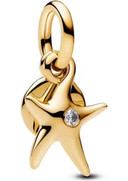 Gold Renk Gümüş Denizyıldızı Çift Sallantılı Charm fiyatları