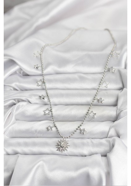 Pirinç Gümüş Renk Güneş Model Kadın Kolye - TJ-BKO10655 modelleri