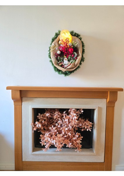 El Yapımı Jüt Kumaşlı Santa Yılbaşı Kapı ve Duvar Süsü – Kırmızı Yeşil Noel Çelengi fiyatları