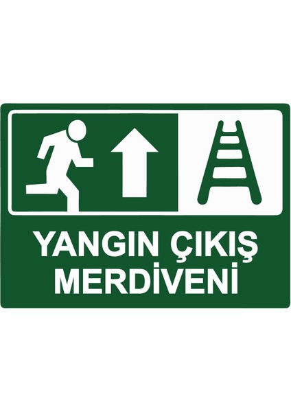 Yangın Çıkış Merdiveni Isg Uyarı Levhası Pvc A5 15X21 cm