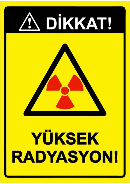 Dikkat! Yüksek Radyasyon! Isg Uyarı Levhası Pvc A5 15X21 cm