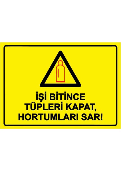 Işi Bitince Tüpleri Kapat, Hortumları Sar! Isg Uyarı Levhası Pvc A5 15X21 cm