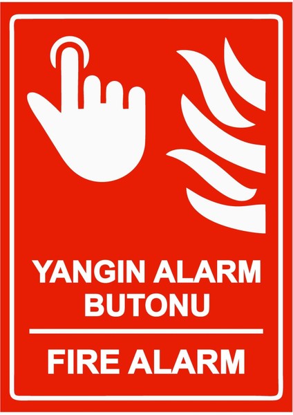 Yangın Alarm Butonu Fire Alarm Isg Uyarı Levhası Pvc A5 15X21 cm