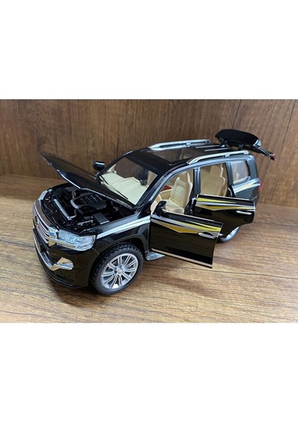 Toyota Land Cruıser Jip Model Araba 4 Kapı Bagaj Kaput Açılır Sesli Işıklı Toyota Land Cruiser Siyah
