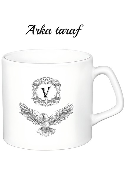 Kişiye Özel Kartal Harf Temalı Beyaz Afilli Kupa Bardak fiyatları