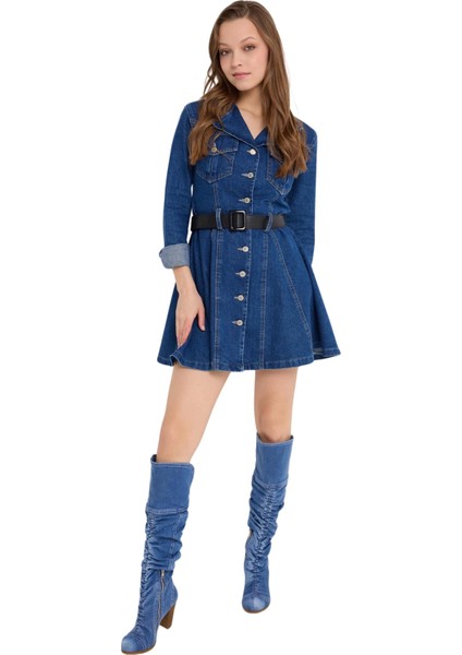 Kowboy Kot Botlar, Mavi Kadın Botları, Topuklu Western Botlar/Doğum Günü Hediyesi