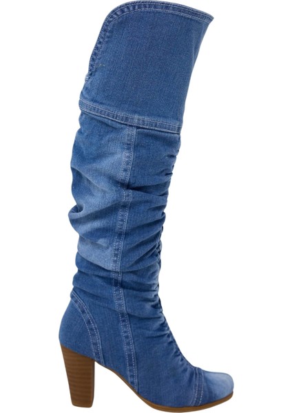 Kowboy Kot Botlar, Mavi Kadın Botları, Topuklu Western Botlar/Doğum Günü Hediyesi