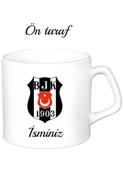 Kişiye Özel Beşiktaş Beyaz Afilli Kupa Bardak