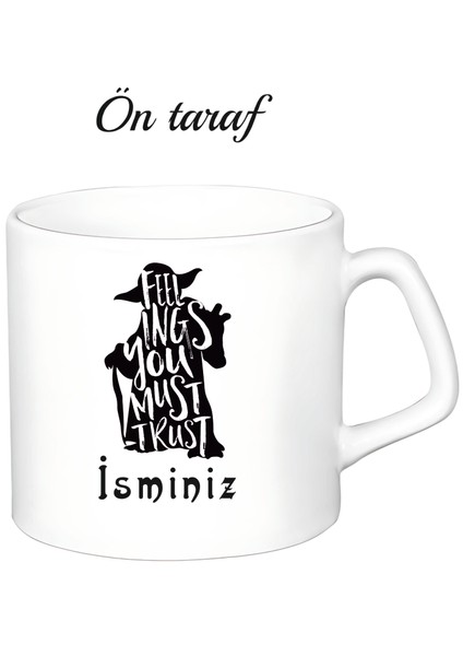 Kişiye Özel Starwars Temalı Beyaz Afilli Kupa Bardak