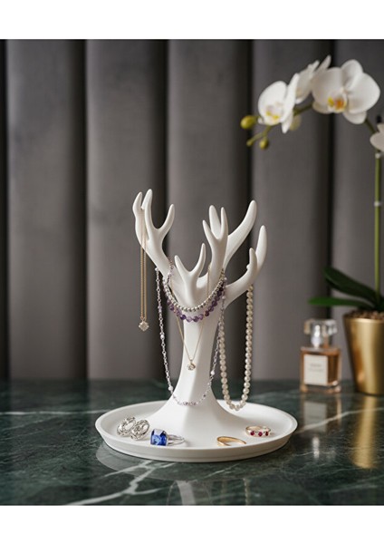 Ağaç Figürlü Takı Standı | Kolye, Küpe ve Bileklik Düzenleyici Beyaz Renk modelleri