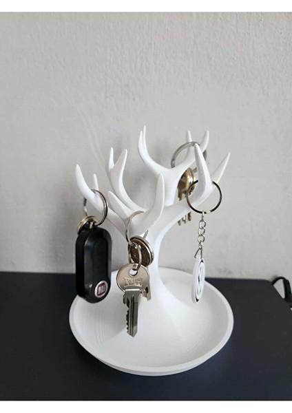 Ağaç Figürlü Takı Standı | Kolye, Küpe ve Bileklik Düzenleyici Beyaz Renk