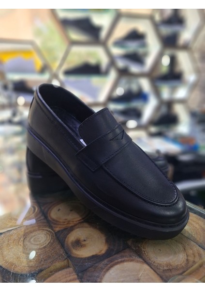 Siyah Deri Bağsız Hafif Mevsimlik Klasik Erkek Ayakkabı fiyatları