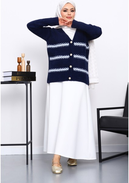 Lacivert V Yaka Angora Yumoş Hırka fiyatları