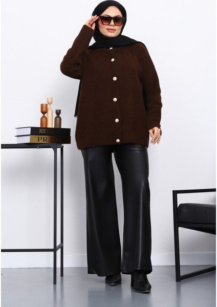 Kahverengi Bisiklet Yaka Angora Yumoş Hırka fiyatları