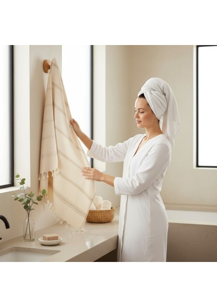Iskandinav Tarz, Doğal Pamuk, Püsküllü Banyo Havlusu, Peştemal 100X180 cm indirimleri
