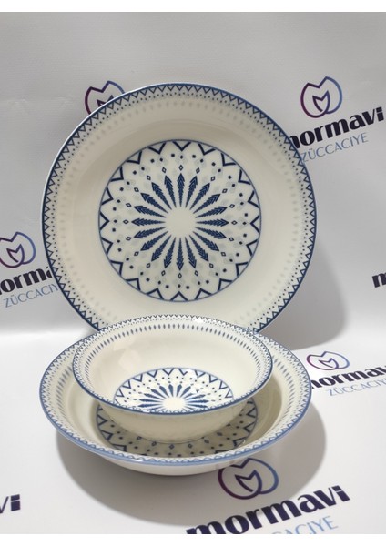 Porselen Dijital 18 Parça 6 Kişilik Yemek Takımı