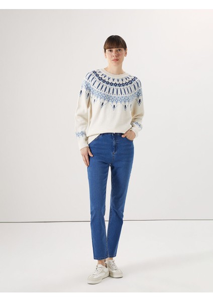 Yeni Sezon Bisiklet Yaka Desenli Kadın Triko Kazak fiyatları