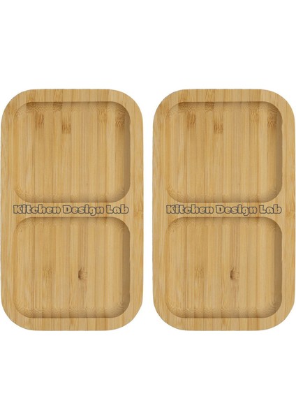 2 Adet Bambu 2 Bölmeli Çerezlik / Sunumluk / Yağdanlık Şişe Standı