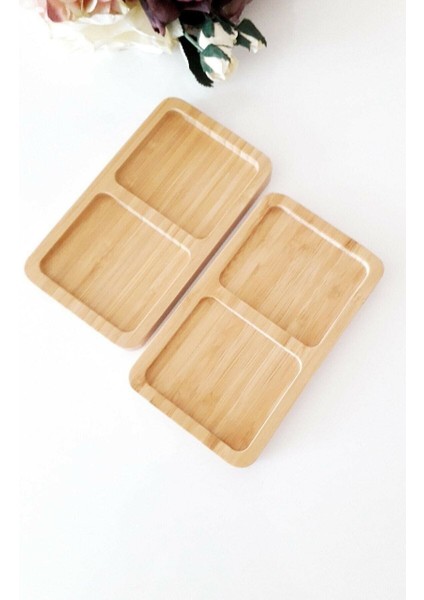 2 Adet Bambu 2 Bölmeli Çerezlik / Sunumluk / Yağdanlık Şişe Standı fiyatları