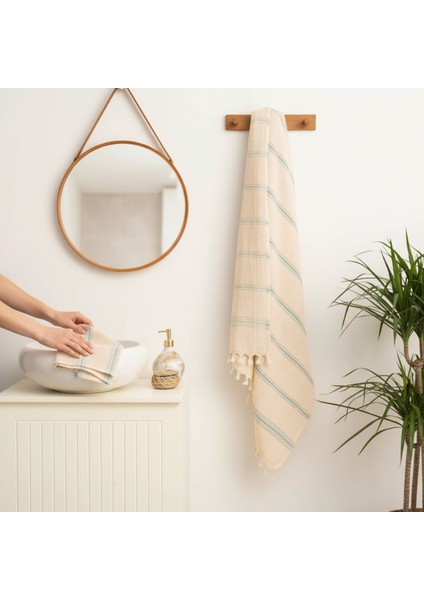 Iskandinav Tarz, Doğal Pamuk, Püsküllü Banyo Havlusu, Peştemal 100X180 cm