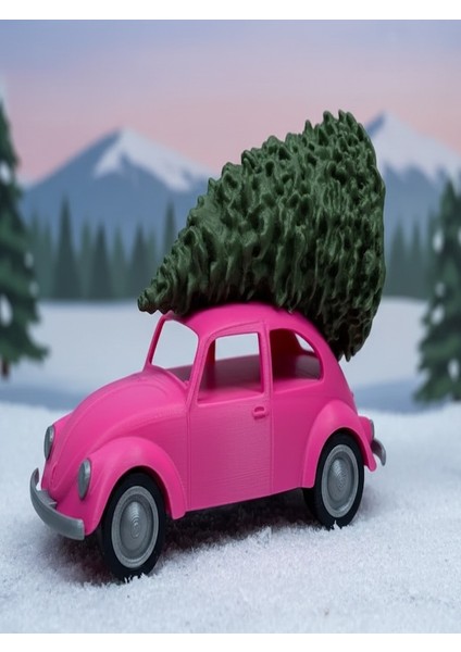 3D Baskı Mini Vosvos Dekoratif Araba Figürü – Yılbaşı Ağacıyla – 11X5X7.5 cm – El Yapımı Renk Seçenekli (Turuncu, Mori Pembe, Beyaz)Koleksiyon ve Hediye Ürünü - Masaüstü, Vitrin ve Koleksiyon Için indirimleri