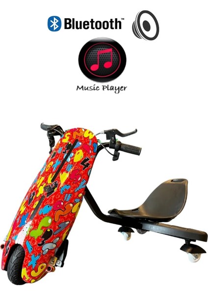 Drift Car Bluetooth Hoparlörlü Graffiti Desenli Drift Scooter