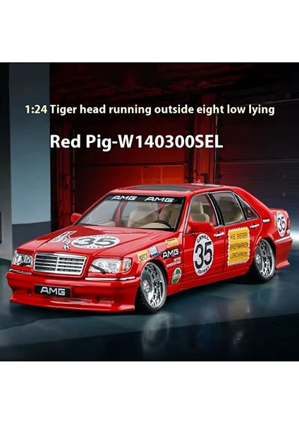 Mercedes Benz 300 Sel Araba Kırmızı W140 Mercedes Amg 6.3 320SEL Diecast Model Araba Sesli Işıklı