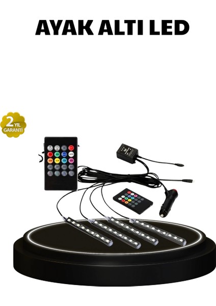 Bfs Rgb Müzik Kontrollü Araç LED Işık Seti 48 LED 12V Uzaktan Kumandalı