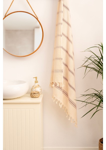Iskandinav Tarz, Doğal Pamuk, Püsküllü Banyo Havlusu, Peştemal 100X180 cm