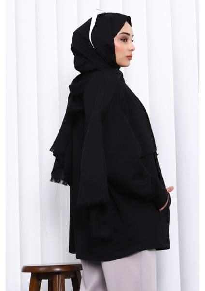 Siyah Fermuarlı Cepli Iki Iplik Oversize Sweat fırsatları