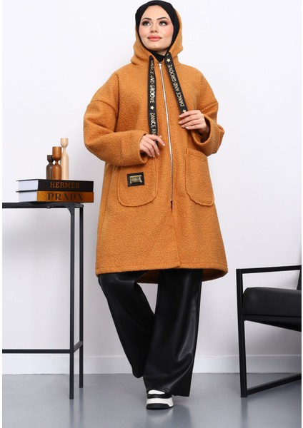 Kiremit Kapşonlu Cep Detaylı Buklet Kaban fiyatları