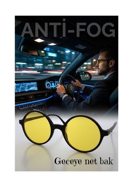 Parlama Önleyici Gece Sürüş Görüş Gözlüğü Sis Far Işık Önleyici Anti-Fog Gözlük