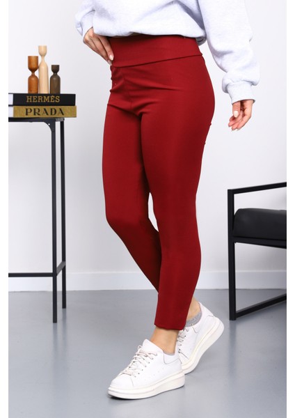 Bordo Yüksek Bel Şardonlu Dalgıç Tayt fiyatları