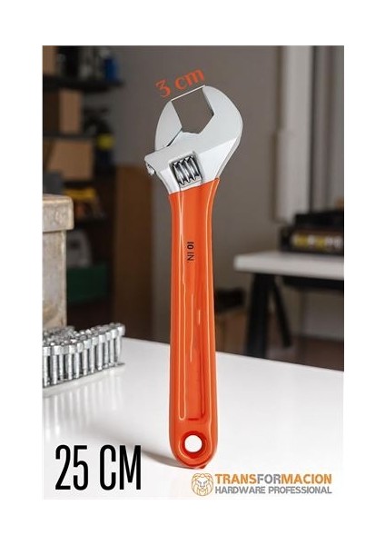 3 cm Ağız Kurbağacık - Ingiliz Anahtarı 10 Inç 25 cm