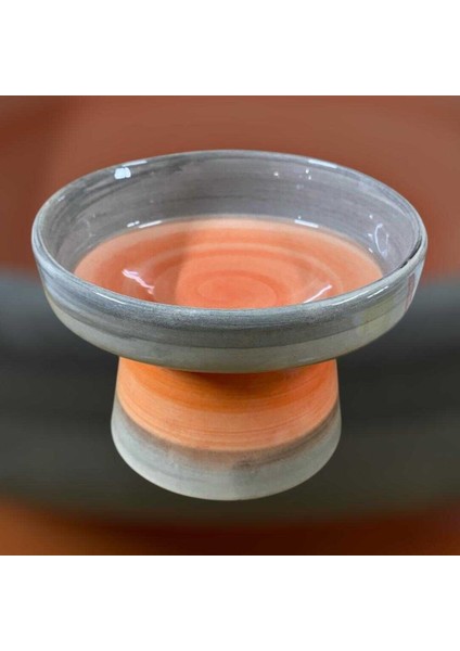 Fırça Izli Su Mama Kabı Turuncu Gri Desenli