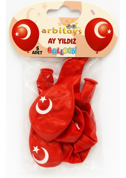 Türk Bayraklı Balon Parti Malzemesi ( 5 Adet )