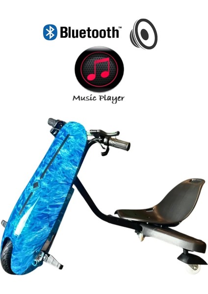 Drift Car Bluetooth Hoparlörlü Graffiti Desenli Drift Scooter Kask-Dizlik Seti Hediyeli fırsatları