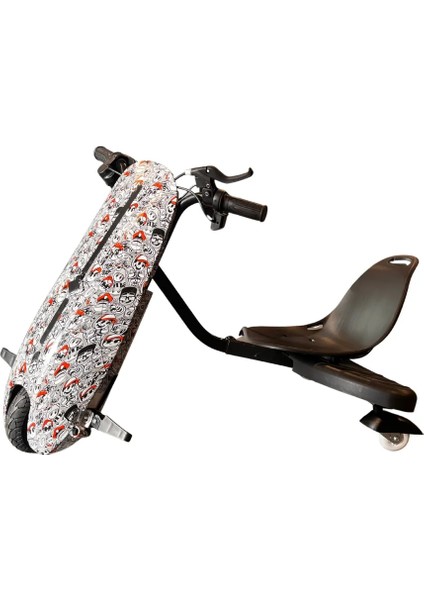 Drift Car Bluetooth Hoparlörlü Graffiti Desenli Drift Scooter Kask-Dizlik Seti Hediyeli fırsatları