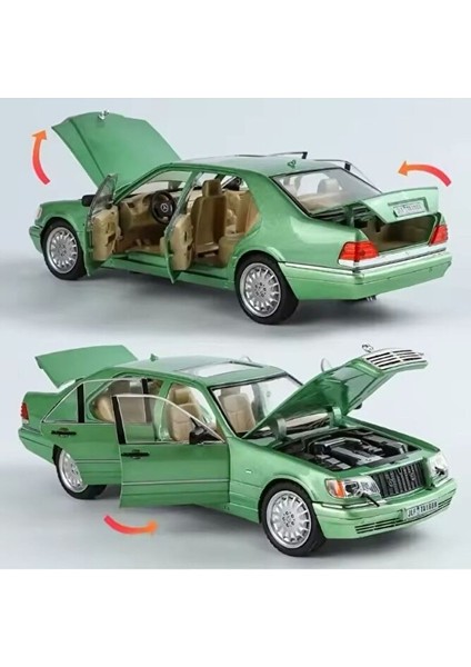 Mercedes Benz W140 S320L Diecast Model Araba Açılan Kapılar Mercedes Benz 320SEL Yeşil