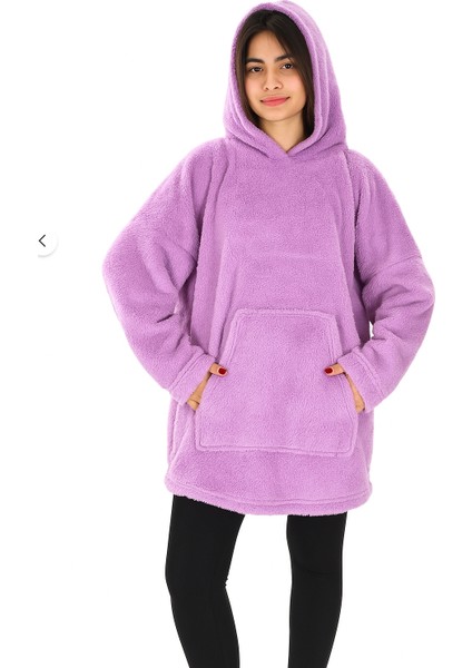 Wellsoft Kapüşonlu Giyilebilir Tv Battaniyesi Tek Kişilik Standart Beden