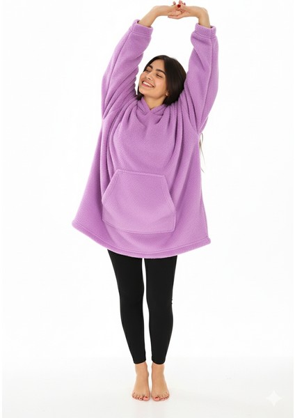 Wellsoft Kapüşonlu Giyilebilir Tv Battaniyesi Tek Kişilik Standart Beden indirimleri