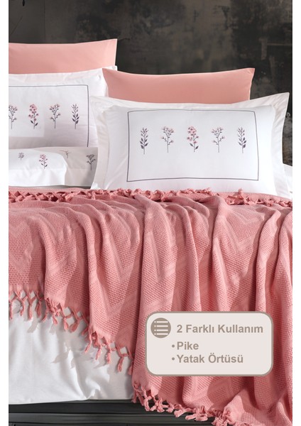 Daisy Pike Yatak Örtüsü %100 Pamuk Püsküllü (220X240 Cm) Gülkurusu fiyatları