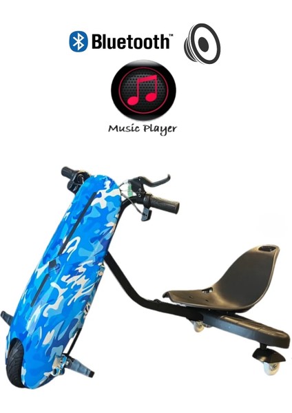 Drift Car Bluetooth Hoparlörlü Graffiti Desenli Drift Scooter Kask-Dizlik Seti Hediyeli indirimleri