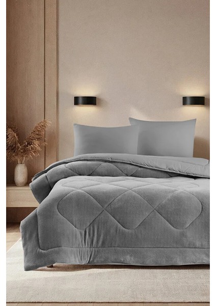 Yeni Nesil Wellsoft Çift Kişilik Yorgan | Ön Yüz Wellsoft - Arka Yüz Pamuk Yorgan Seti 195X215CM | 2 Yastık Kılıfı