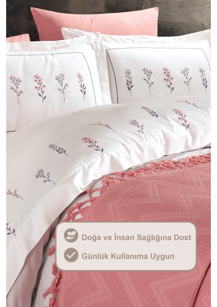 Daisy Pike Yatak Örtüsü %100 Pamuk Püsküllü (220X240 Cm) Gülkurusu modelleri