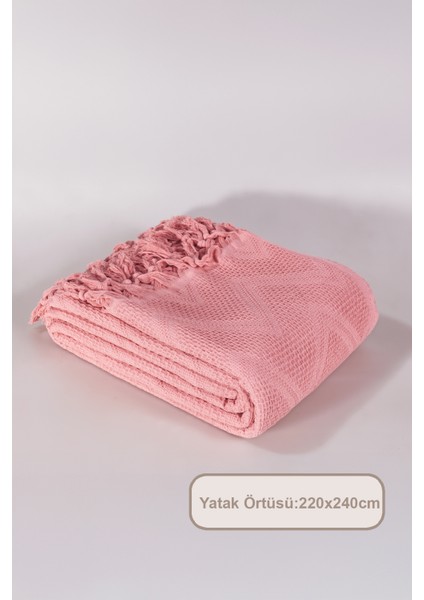 Daisy Pike Yatak Örtüsü %100 Pamuk Püsküllü (220X240 Cm) Gülkurusu indirimleri