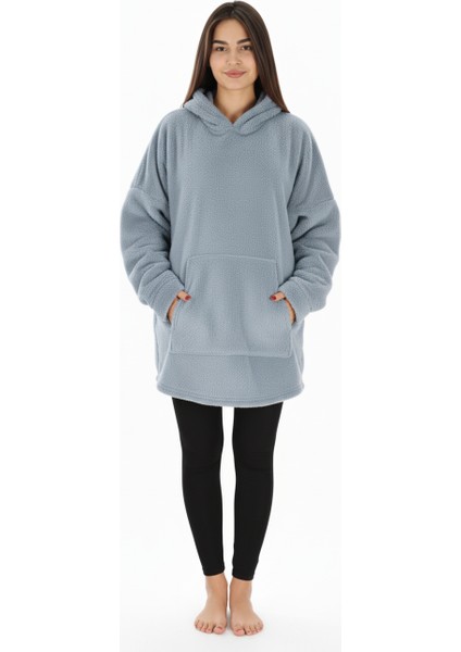 Wellsoft Kapüşonlu Giyilebilir Tv Battaniyesi Tek Kişilik Standart Beden indirimleri