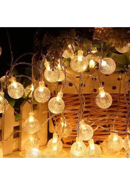 5m 28 LED Kristal Top Gün Işığı Şeffaf Kablo Fişli Eklemeli Mz-18-14